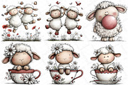 Funny Sheep - Whimsical Clipart, an Illustration by DreamPrint404 (Thumbnail 3 of 5)