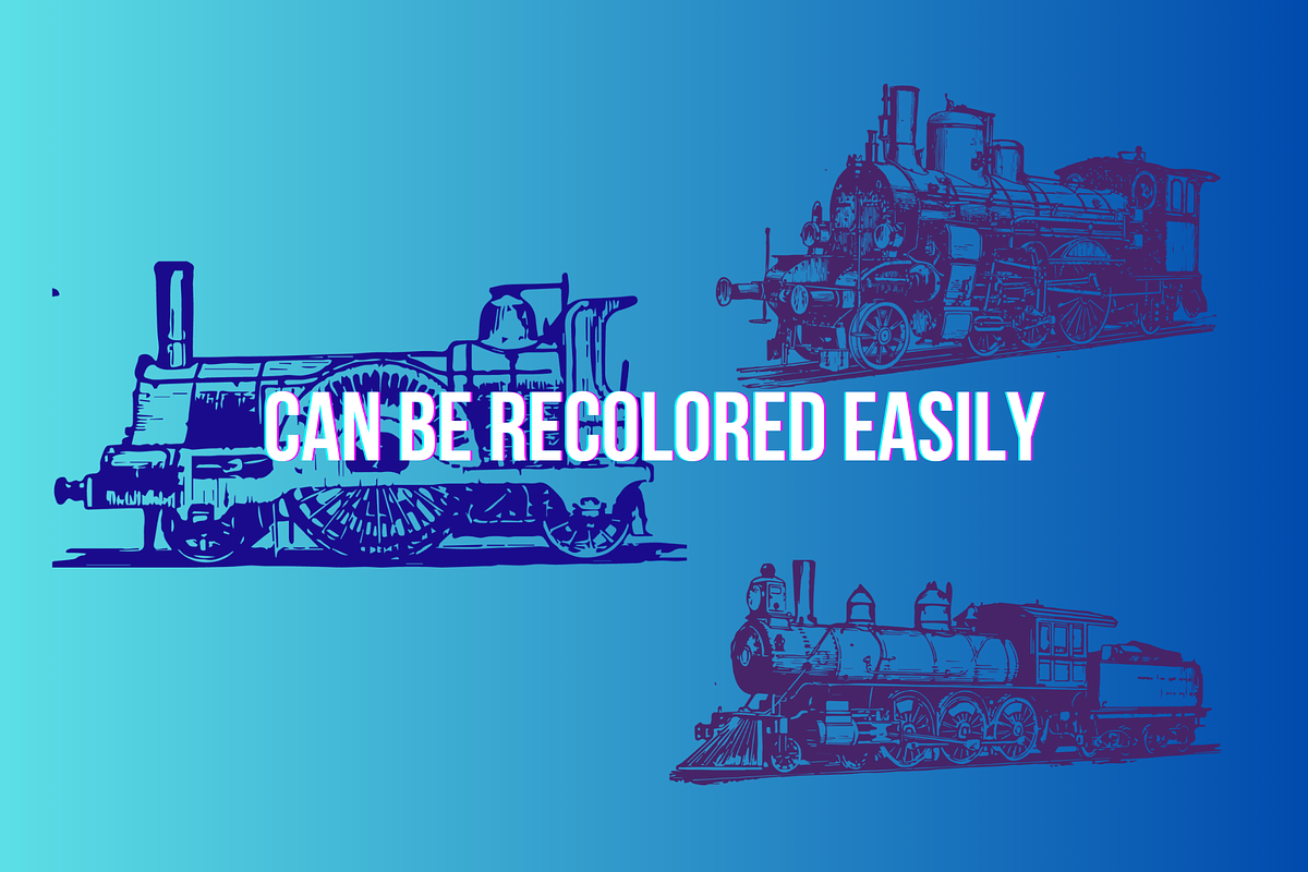 Railroad, Train, Locos Vector Art, a Decorative Illustration by TheBlackPixelCo (Photo 3 of 4)