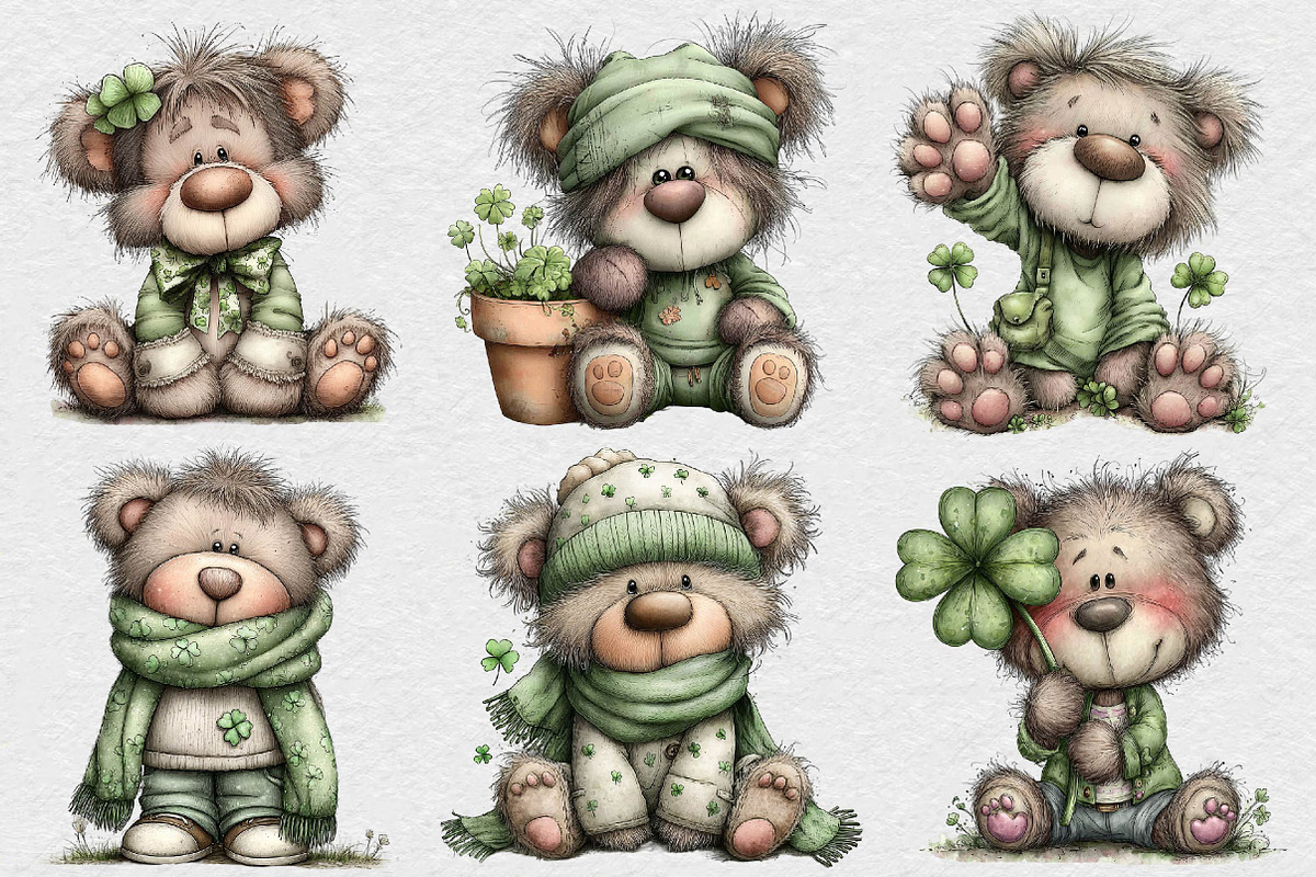 St Patrick’s Day Teddy Bear Clipart, an Illustration by DreamCafeArt (Photo 5 of 6)
