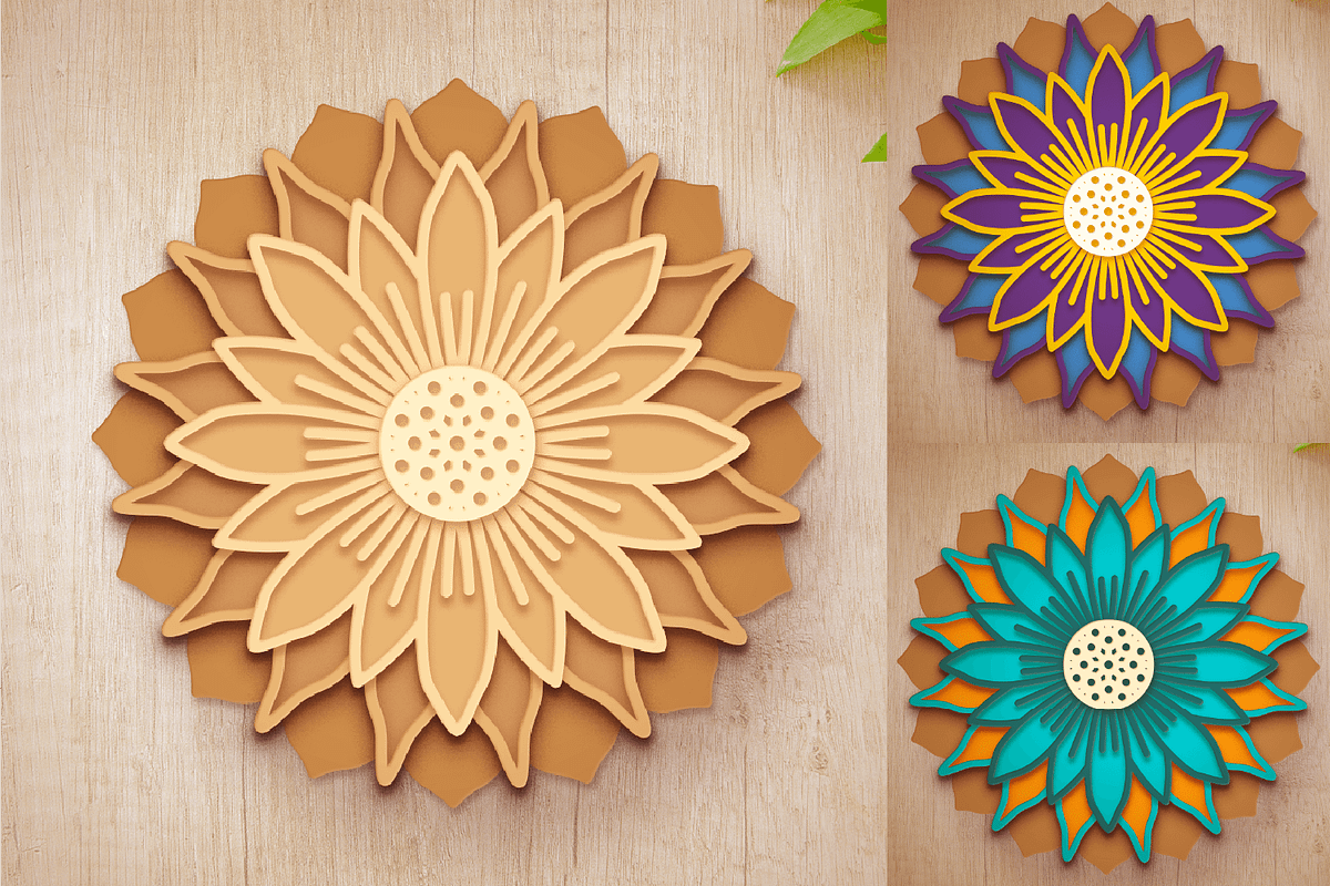 3D Sunflower Mandala - SVG Cut Files, a Decorative Illustration by Arshad Ali (Photo 4 of 8)
