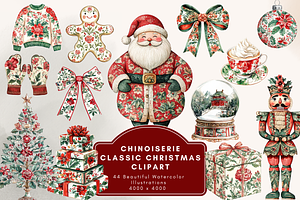 Chinoiserie Red & Green Christmas, an Illustration by NadiaTheronArt