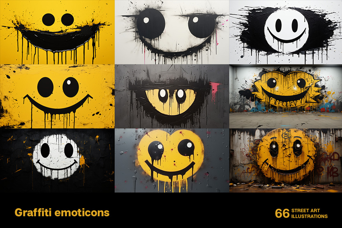 Graffiti emoticons. 66 images, a Decorative Illustration by Handmadefont (Photo 5 of 13)