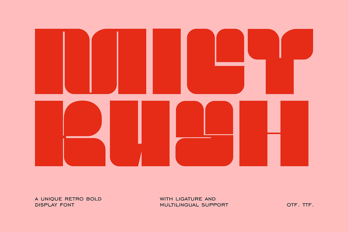 Mict Rush - Unique Retro Bold Font, a Font by Imoodev (Photo 1 of 5)