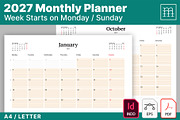 Monthly Planner 2027 (MP021-27), a Stationery Template by mikhailmorosin (Thumbnail 1 of 4)