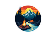 Sunset Forest Camping Badge Set, an Object Graphic by yasushie (Thumbnail 3 of 13)