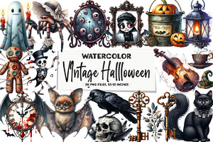 VIntage Hallloween Stickers Bundle, a Seasonal Illustration by DreamArtGraphic