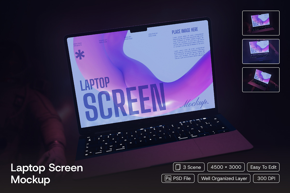 Laptop Screen Mockup, a Wearable Device Mockup by herutage (Photo 1 of 4)