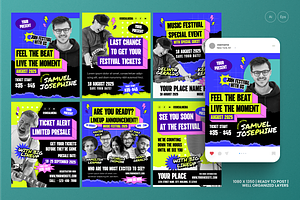 Music Festival Instagram Post, a Social Media Template by MMPixelCraft