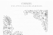 Tropical Plants Line Art, a Seasonal Illustration by CaraulanStore (Thumbnail 3 of 9)