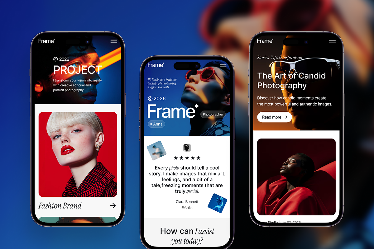 Frame - Photography Website, an UI Kit Template by Ahmed Rubel (Photo 7 of 8)