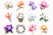 Watercolor Magnolia Flower Clipart, an Illustration by Design Market (Thumbnail 2 of 5)