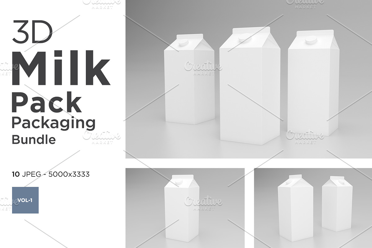 Milk Pack Packaging Mockup Vol 1, a Food & Drink Photo by shahsoft (Photo 1 of 2)