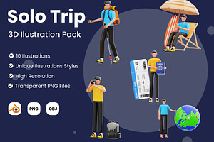 Solo Trip 3D Illustration Pack, a Person Illustration by novia99design