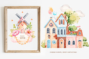 My little town. Watercolor clipart, a Decorative Illustration by VerAna (Thumbnail 5 of 11)