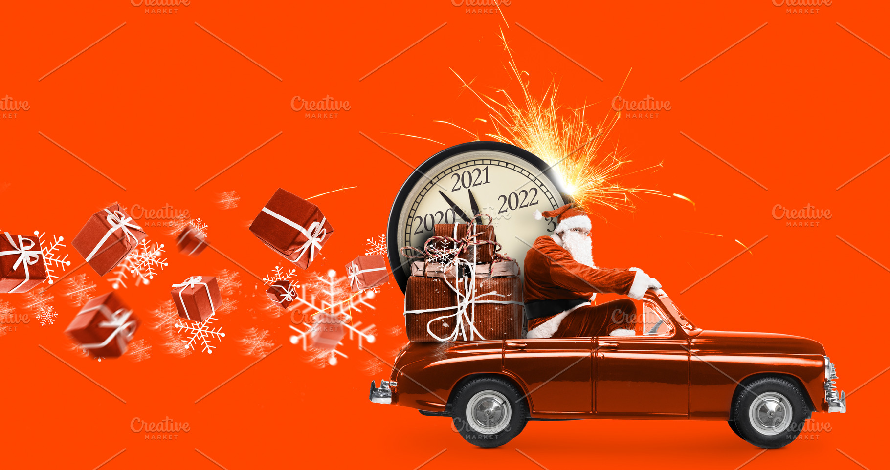 Santa claus countdown on car stock photo containing 2021 and car, a Person Photo by sergeypeterman