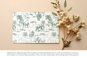 Elephant Toile De Jouy Pattern Set