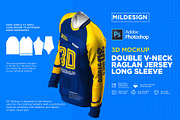 3D Double V-Neck Raglan Jersey LS, a Shirt Mockup by Mildstudio (Thumbnail 5 of 8)