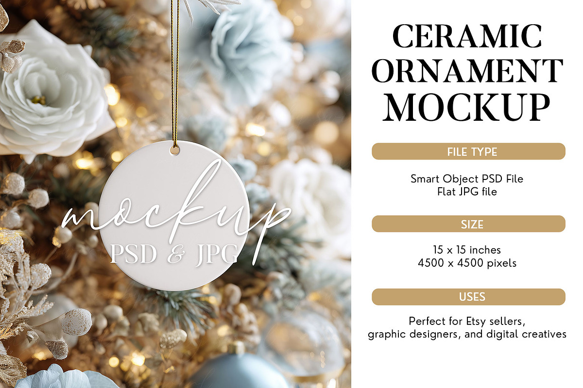 Round Ceramic Ornament Mockup PSD, a Mockup by Bijou Bay