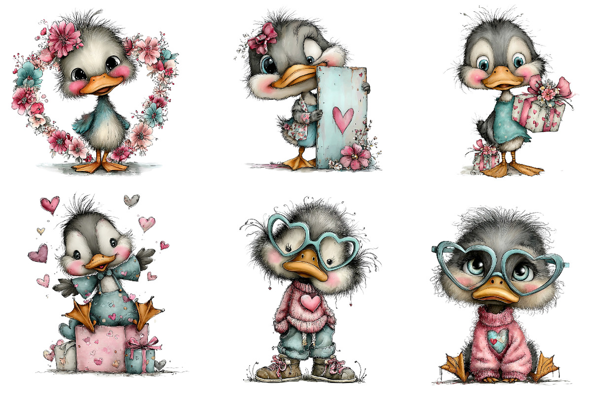 quirky valentine day duck clipart, an Illustration by CreationArt (Photo 5 of 5)