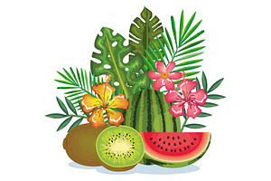 Tropical Garden With Kiwi And