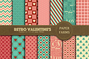 Retro Valentine digital paper, a Pattern Graphic by Paper Farms (Thumbnail 1 of 2)