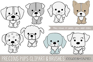 Precious Pups Clipart and Brushes