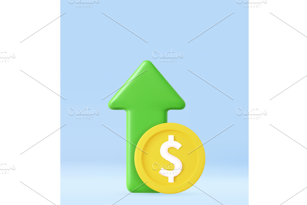 3d Profit growth symbol with upward, a Finance Illustration by ModVector