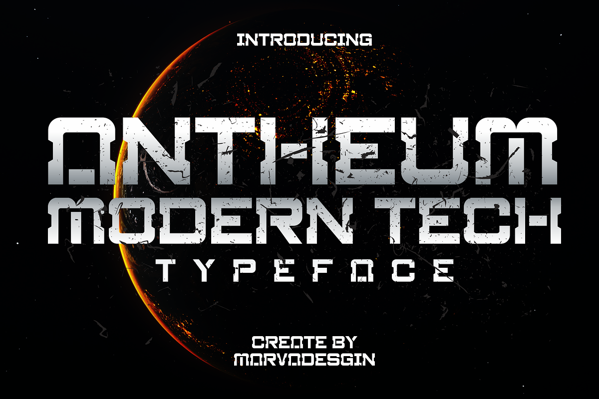 Antheum - A Modern Techno Font, a Sans Serif Font by Marvadesign (Photo 1 of 8)