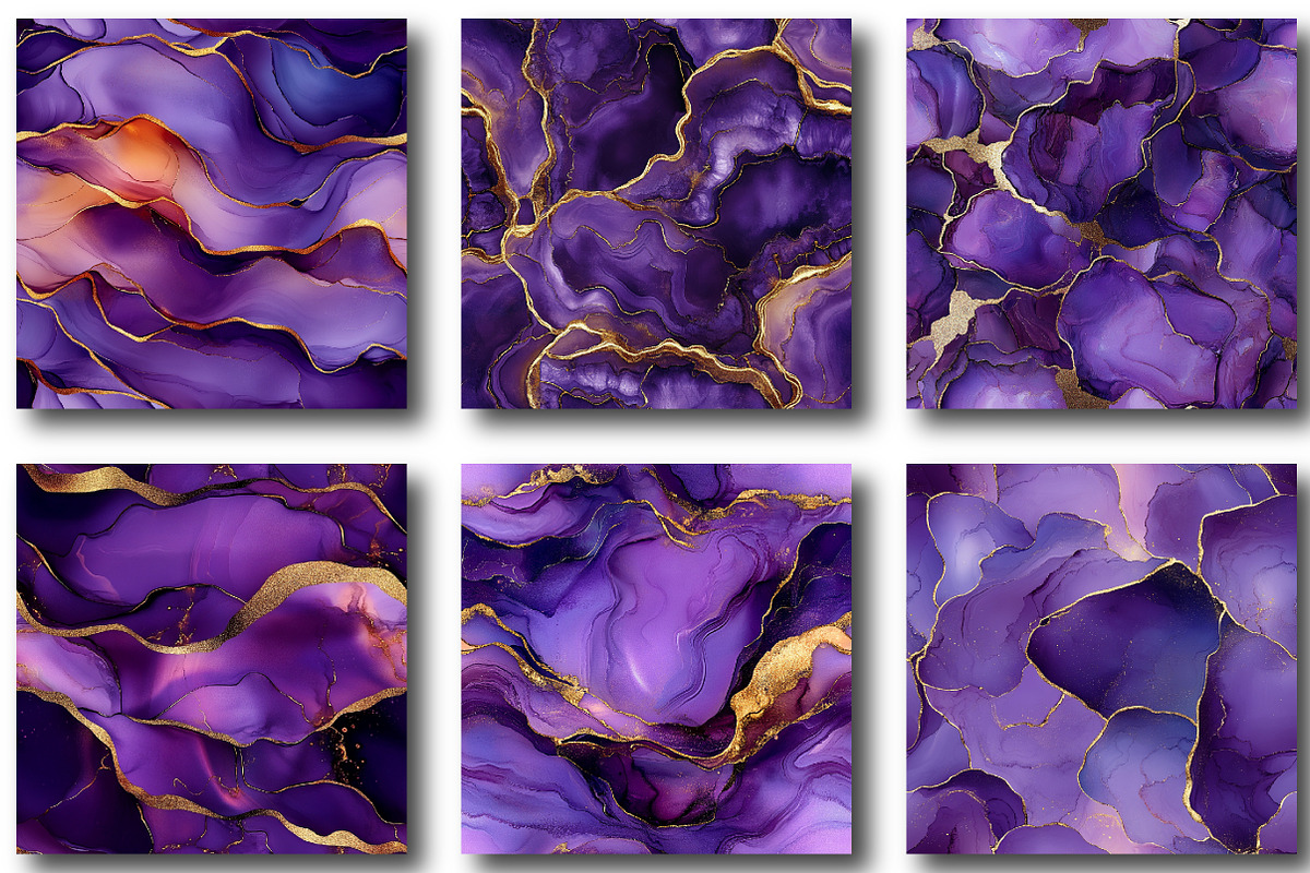 Purple Gold Alcohol Ink Digital, a Pattern Graphic by designcity5 (Photo 2 of 5)