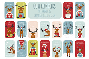 Cute reindeers Christmas collection, an Animal Illustration by pet design shop