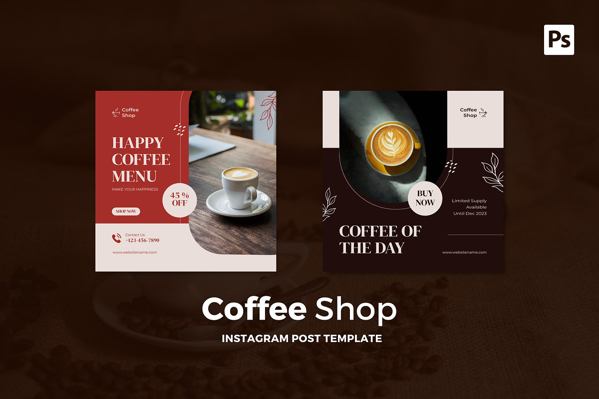 Coffee Shop Instagram Post, a Social Media Template by CavenArt (Photo 2 of 5)