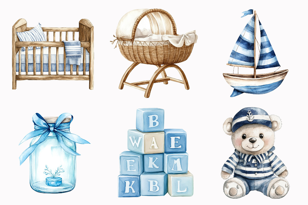 Coastal Baby Nursery Clipart, an Illustration by Design Market (Photo 3 of 7)