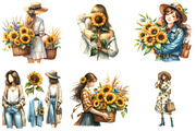 Watercolor Sunflower Woman Clipart, an Illustration by DreamArtGraphic (Thumbnail 2 of 4)