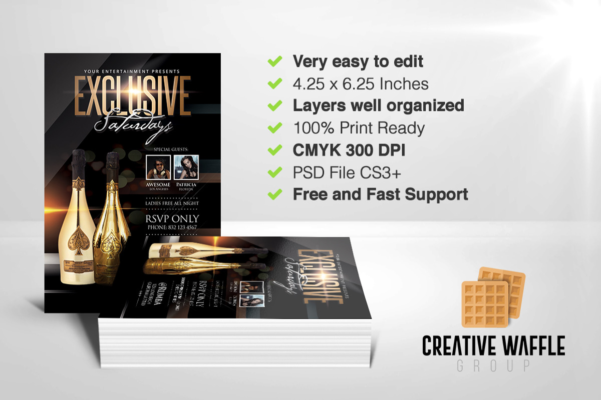 Exclusive Saturdays Flyer Template, a Flyer Template by Creative Waffle (Photo 4 of 5)