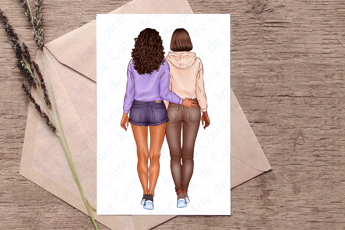 Best Friends Clipart, Soul Sisters, a Person Illustration by ArtedeCatrin (Photo 9 of 10)
