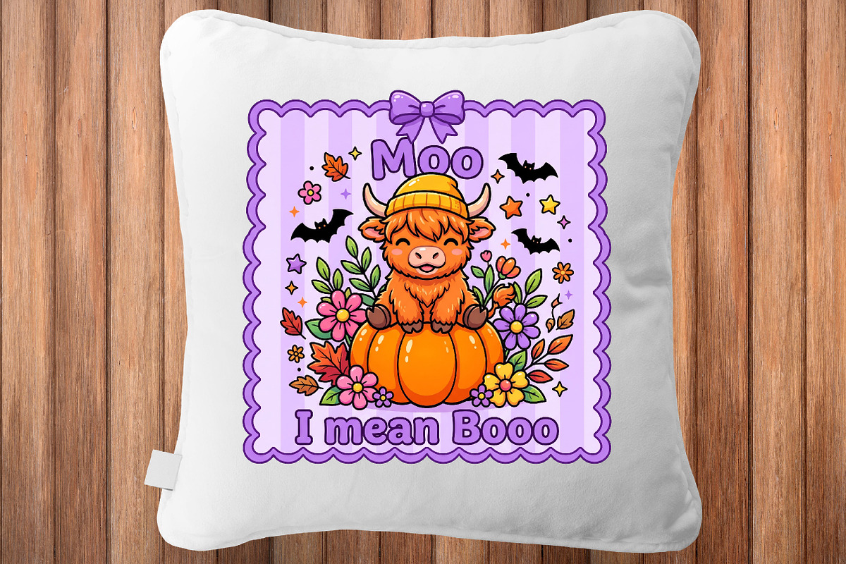 Cute Highland Cow Halloween PNG, a Seasonal Illustration by CraftArtStudio (Photo 4 of 4)