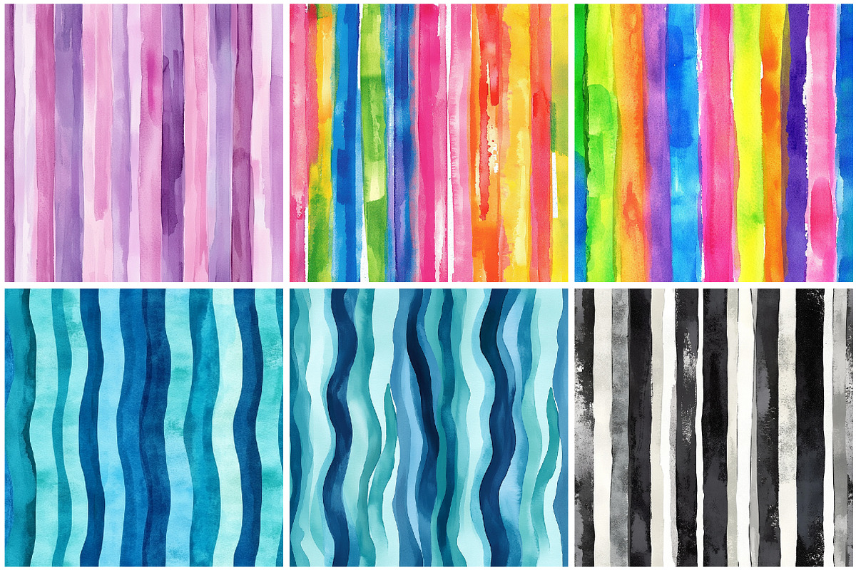 Watercolor Stripe Seamless Patterns, a Pattern Graphic by CitraGraphics (Photo 4 of 7)