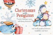 Christmas with Penguins, an Animal Illustration by Kristina Crocus (Thumbnail 1 of 5)