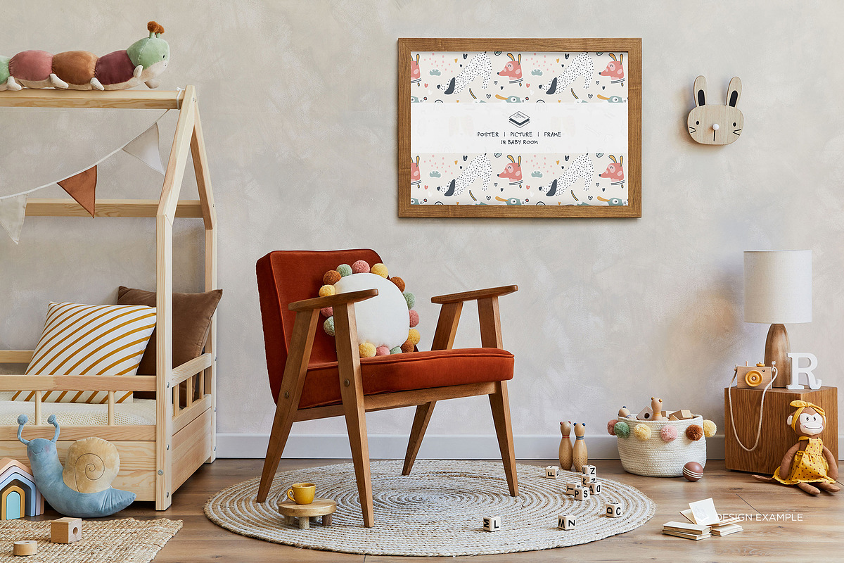 Landscape Frame in Baby Room Mock-up, a Print Template by Branda Keeps (Photo 8 of 30)