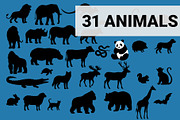 31 animal silhouette vectors, an Animal Illustration by GreenStockPhotos (Thumbnail 1 of 7)