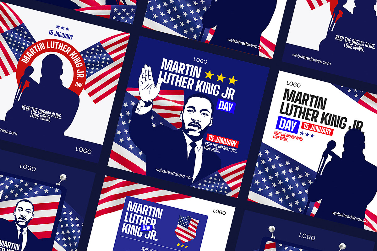 MLK Day Celebration Instagram Post, a Social Media Template by RamStudio2 (Photo 4 of 4)