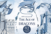 The Age Of Dragons Clipart Set, a Decorative Illustration by ArtCreationsDesign (Thumbnail 1 of 18)