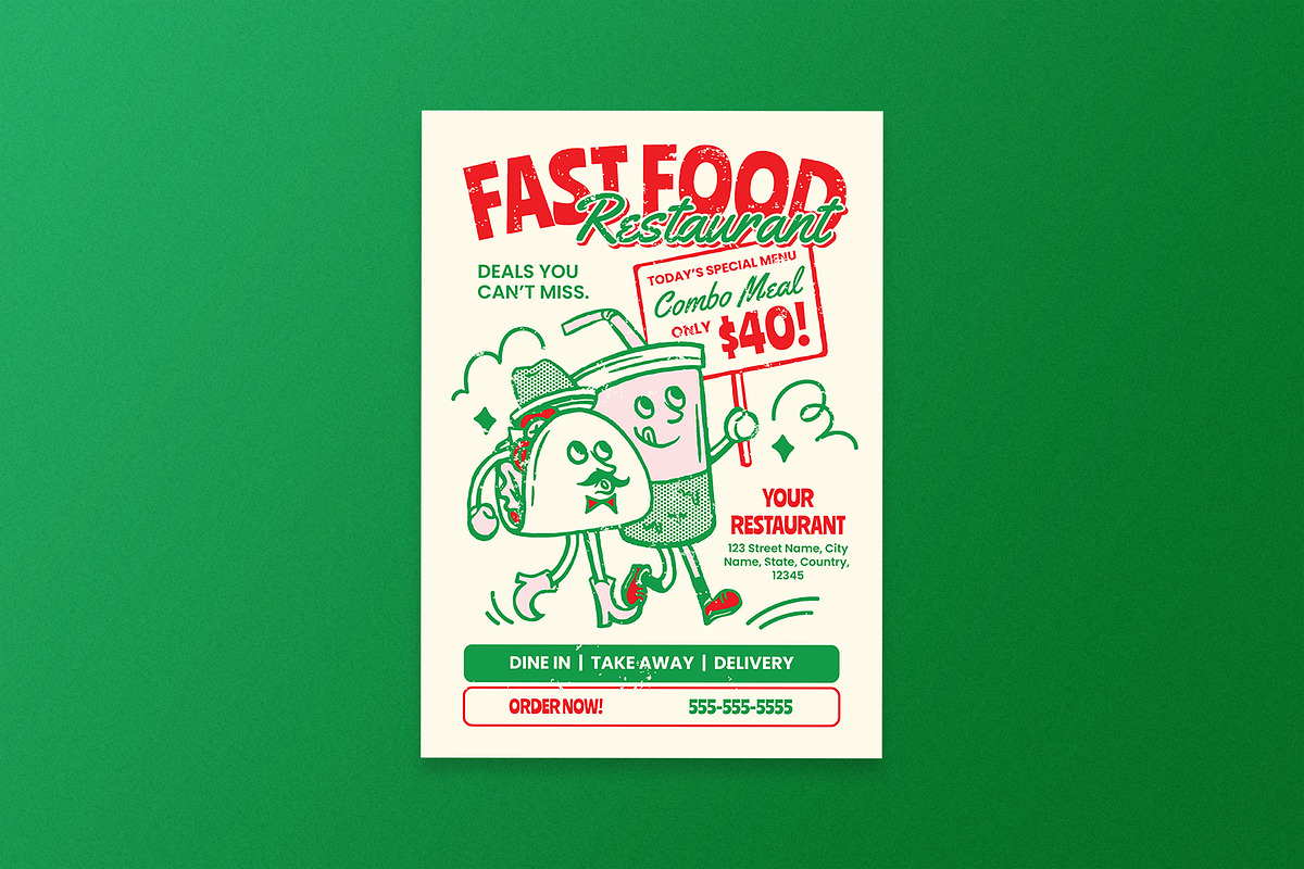 Fast Food Restaurant Flyer, a Flyer Template by Aiyari Graphic (Photo 1 of 3)