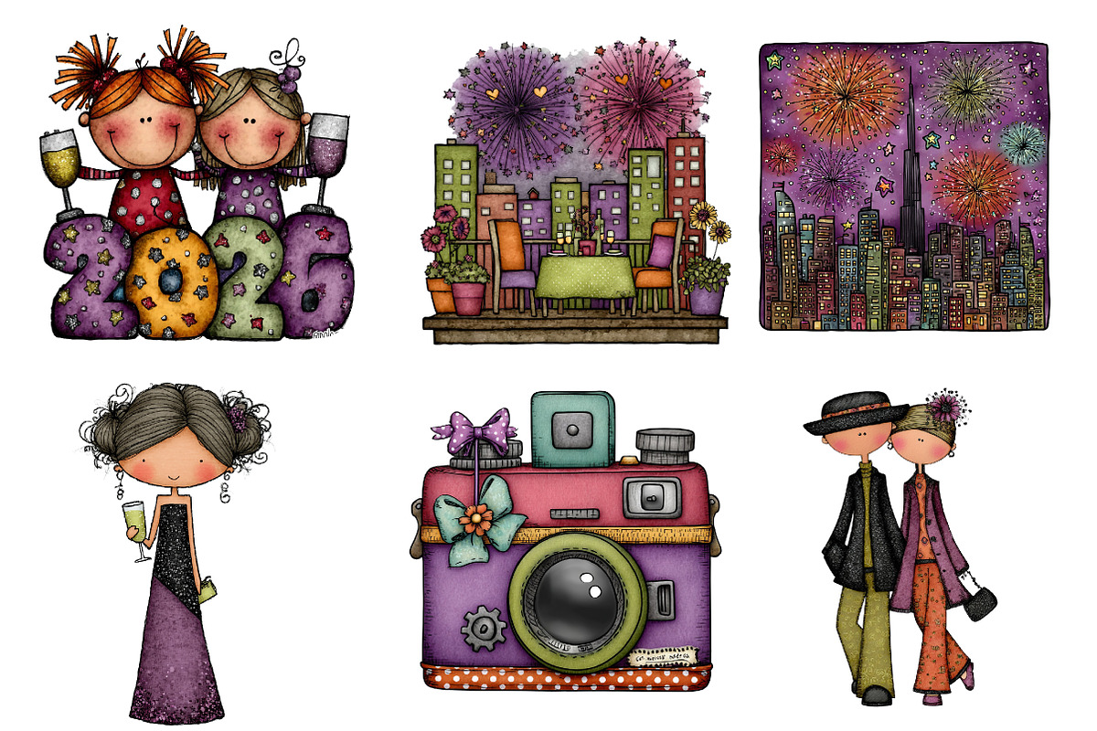 Watercolor New Year 2026 Clipart, an Illustration by CreationArt (Photo 2 of 5)