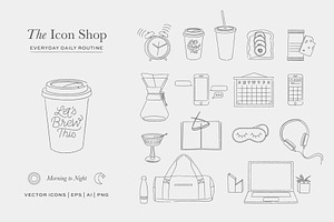 Daily Routine Icons Illustrations