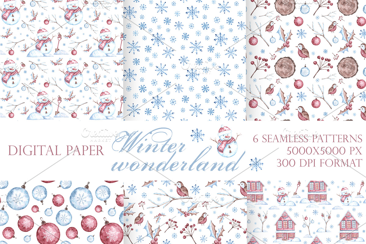 Christmas snowman watercolor clipart, a Seasonal Illustration by SabinaWatercolorArt (Photo 4 of 17)