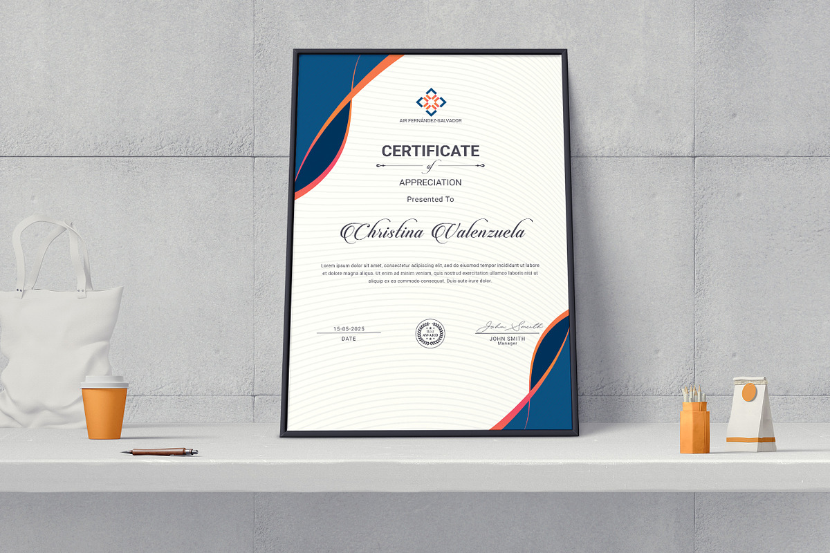 Certificate Template, a Stationery Template by ResumeDevisers (Photo 3 of 8)