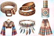 Watercolor Boho Fashion Clipart PNG, an Illustration by Canvas Craft (Thumbnail 2 of 4)