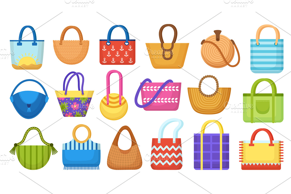 Cartoon beach bags. Isolated summer, an Object Illustration by Valerie Bodnar