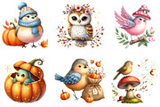Whimsical Fall Birds Clipart, a Seasonal Illustration by DreamArtGraphic (Thumbnail 3 of 4)